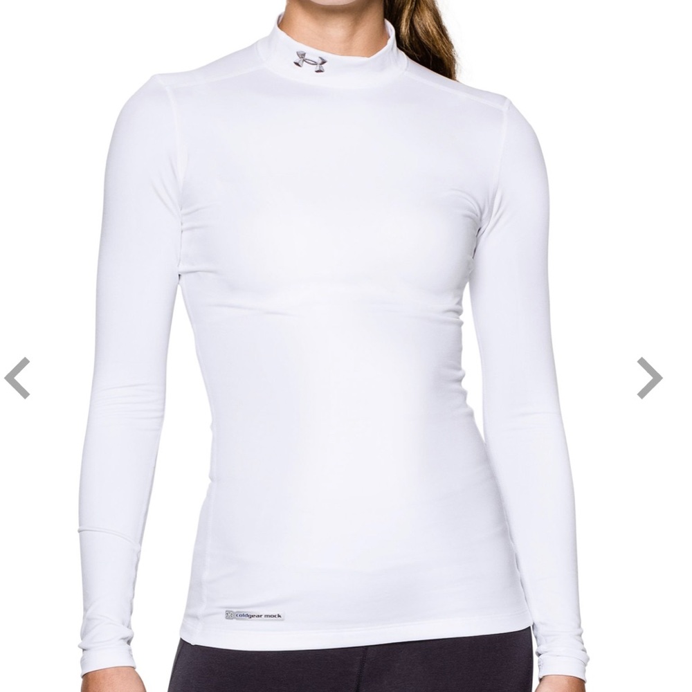 Under Armour Women's Cold Gear Mockneck Shirt White Medium ColdGear